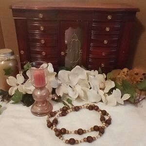 🩷 40" brown wooden bead necklace